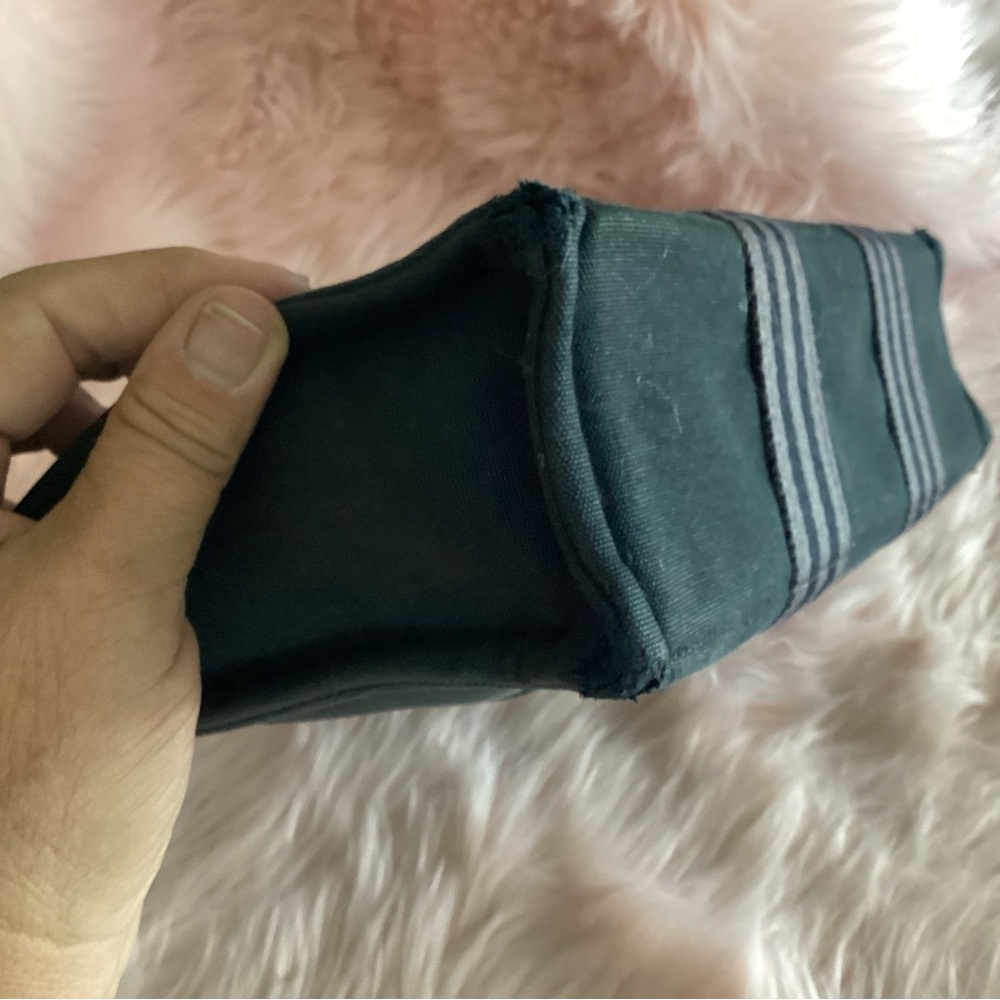 Hermes vintage black canvas bag with gray striped straps and silver hardware - Picture 7 of 12